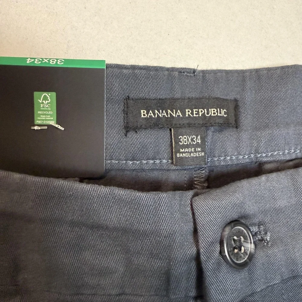 Banana Republic Pants Mens 38x34 Gray Slim Fit‎ Chino Tapered Stretch Casual NWT